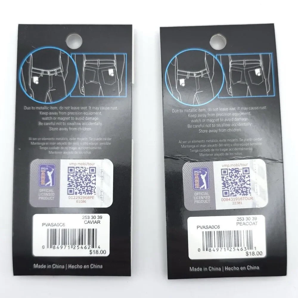 NEW PGA Golf Tour 2 pc Black Pocket Clip with Ball Marker CAVIAR‎ & PEACOAT